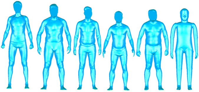 Abb. 2: 3D-CAD-Daten - Polygonmodelle (5 Testpersonen, Manikin)
